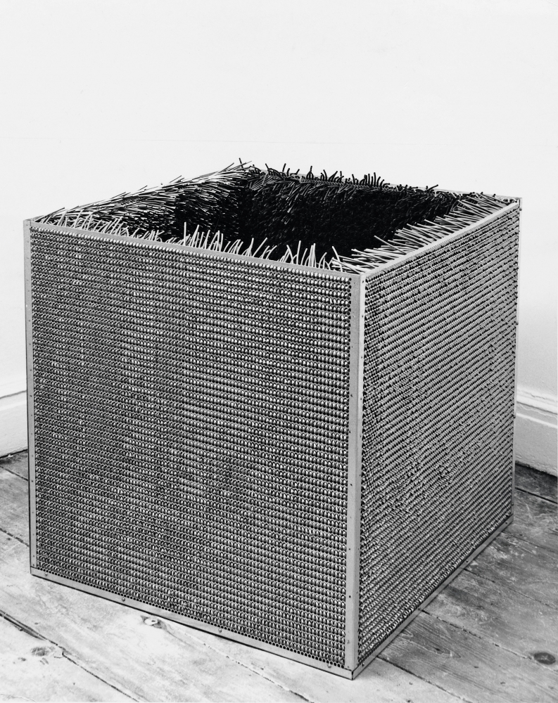 [FIG. 3]

Eva Hesse

Accession II, 1968 (1969)

Galvanized steel, vinyl

30&amp;nbsp;&amp;times;&amp;nbsp;30&amp;nbsp;&amp;times;&amp;nbsp;30 inches (78.1&amp;nbsp;&amp;times;&amp;nbsp;78.1&amp;nbsp;&amp;times;&amp;nbsp;78.1 cm)

Detroit Institute of Arts; Founders Society Purchase, Friends of Modern Art Fund, and Miscellaneous Gifts Fund, 1979.

Image courtesy The Estate of Eva Hesse. Courtesy Hauser &amp;amp; Wirth.