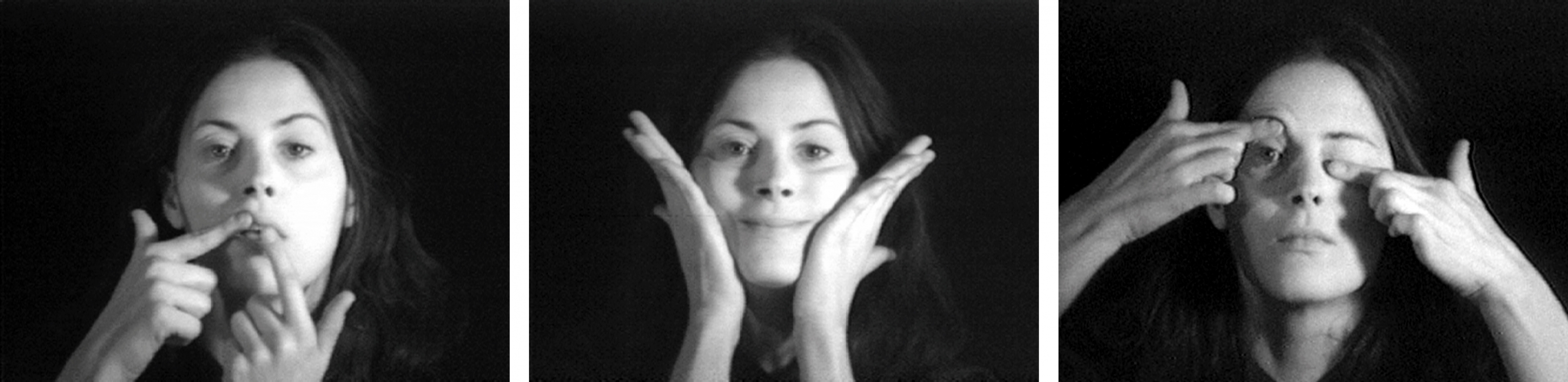 Hannah Wilke
Gestures, 1974
Stills from videotaped performance
Black and white, sound, 35:30 min.
Hannah Wilke Collection &amp;amp; Archive, Los Angeles.
Courtesy Electronic Arts Intermix, New York.