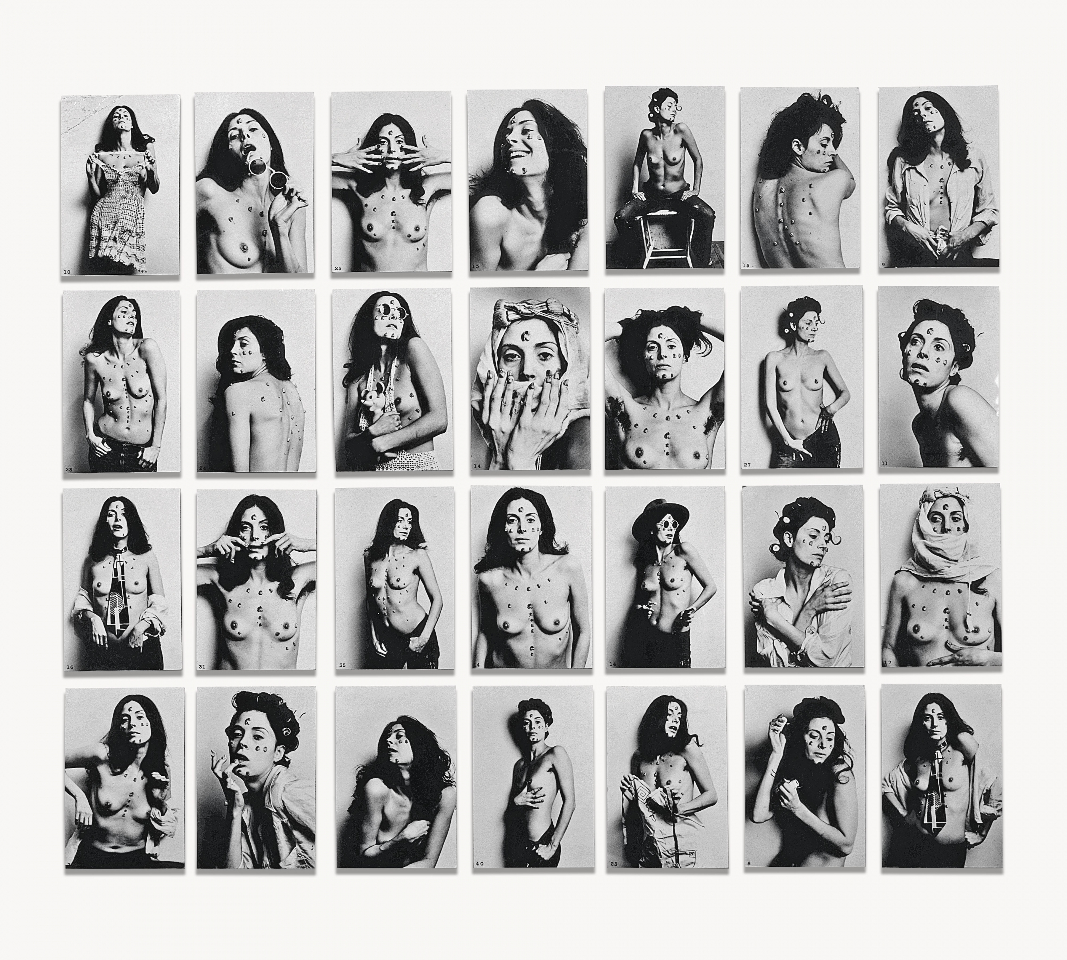 [FIG. 4]

Hannah Wilke

S.O.S. Starification Object Series, An Adult Game of Mastication, 1974 (detail)

Twenty-eight black and white photographs, 7 &times; 5 inches each (17.8 &times; 12.7 cm), framed together in installation of game box, photographs, and game instructions

Mus&eacute;e National d&rsquo;Art Moderne,

Centre Georges Pompidou, Paris

Gift of the Centre Pompidou Foundation, 2007 and partial gift of Marsie, Emanuelle, Damon and Andrew Scharlatt, Hannah Wilke Collection &amp; Archive, Los Angeles, to the Centre Pompidou Foundation, 2007.

Image courtesy Hannah Wilke Collection &amp; Archive,

Los Angeles.